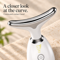 Close-up of the massager's curved chrome contact head and controls.